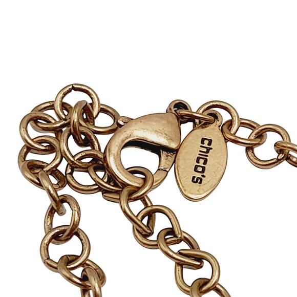 Chico’s Red Glass Beaded Necklace 38” Two Strand Gold Tone Accents Statement - Picture 5 of 11